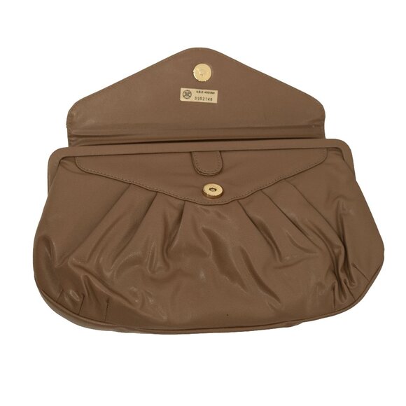 Vintage 70s Tan Brown Clutch Foldover Large Convertible Cross Body Shoulder Bag - Picture 3 of 15